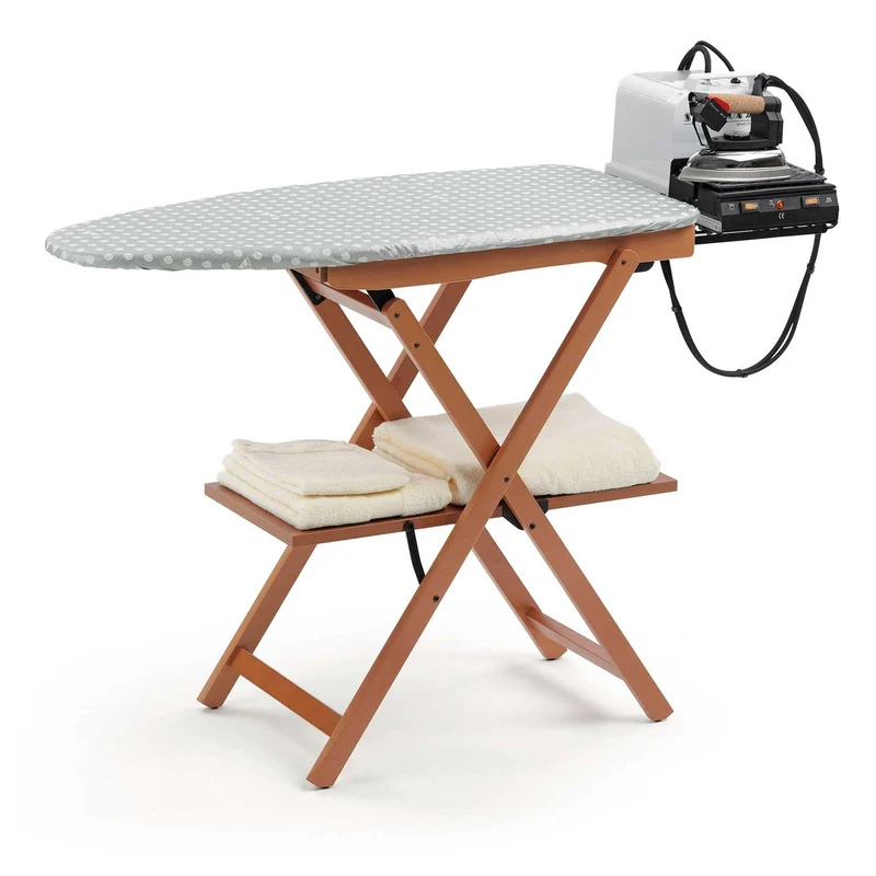 ARIT Astir – Planche à repasser en hêtre couleur cerisier, hauteur 87 cm, repose-fer coulissant et tablette à linge