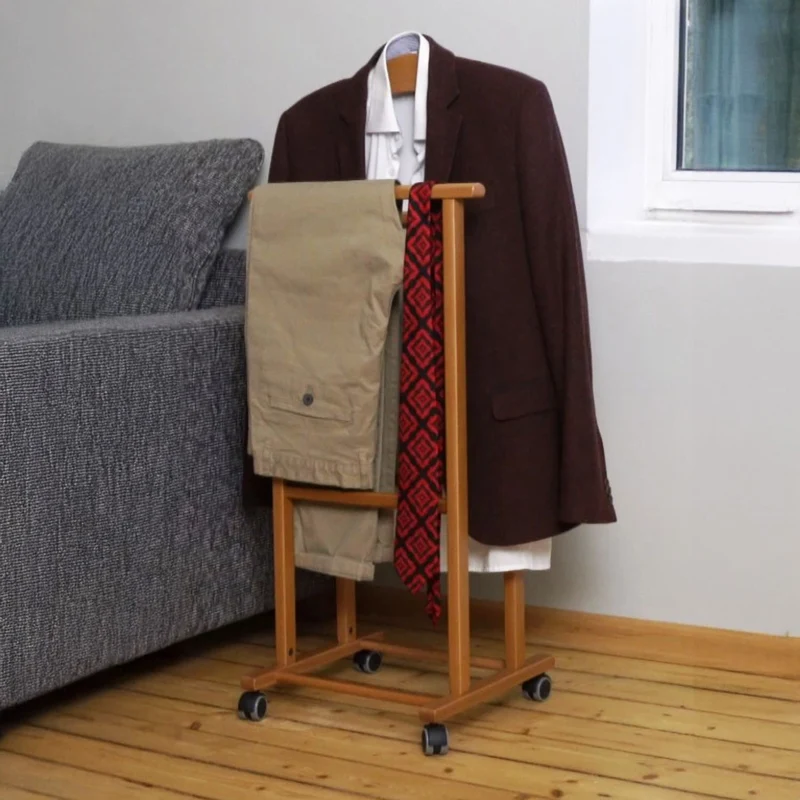 ARIT ATRI - Valet de chambre sur roulettes, valet de nuit en bois de hêtre, fabriqué en Italie, porte-vêtements, couleur cerisier