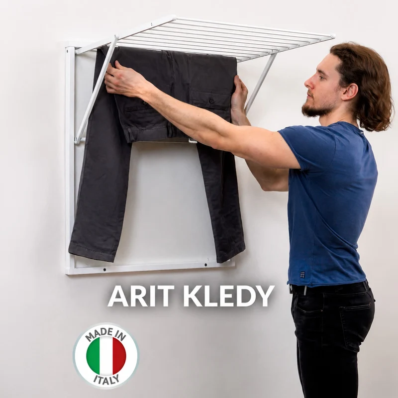 ARIT - KLEDY Étendoir à linge mural, 6,5 mètres d'Étendoir à linge, Etendoir Mural, Sechoir Mural, blanche