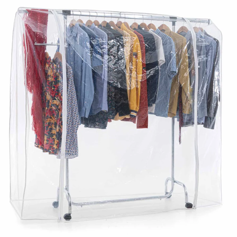 Tatkraft Falcon & Big - Portant Vêtement Solide, sur Roulette, Penderie Solide, Armoire Tissu Solide, Penderie avec Housse, Waterproof Transparent