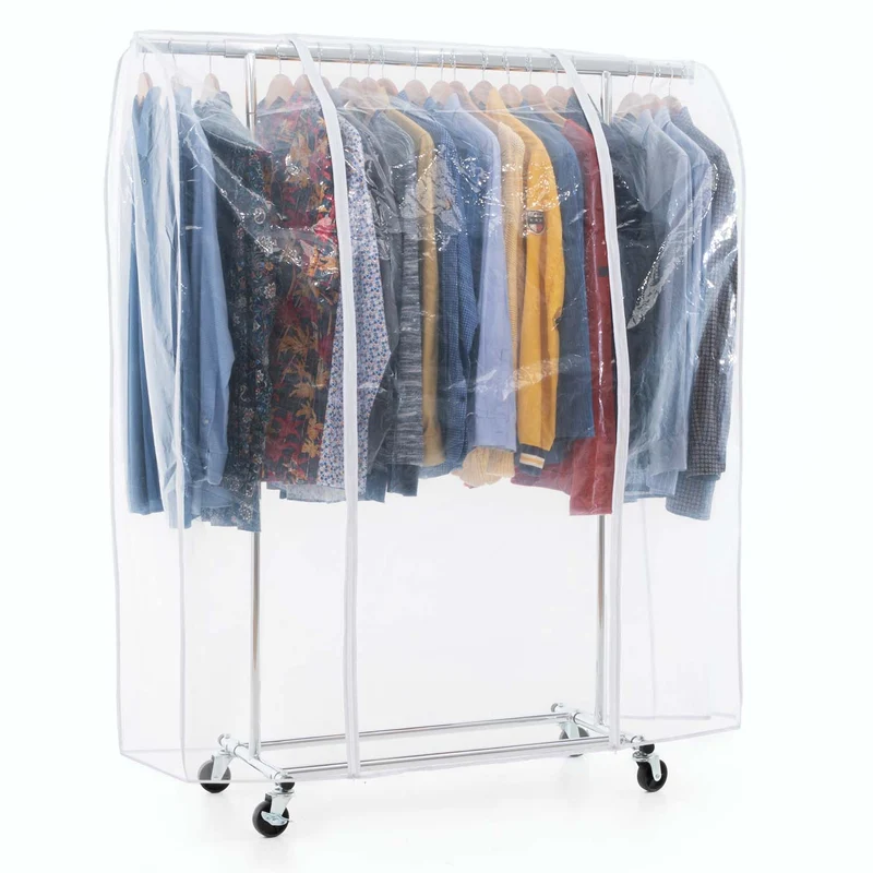 Tatkraft Danko & Anwalt – Portant à vêtements solide sur roulettes avec housse transparente imperméable, capacité 100 kg