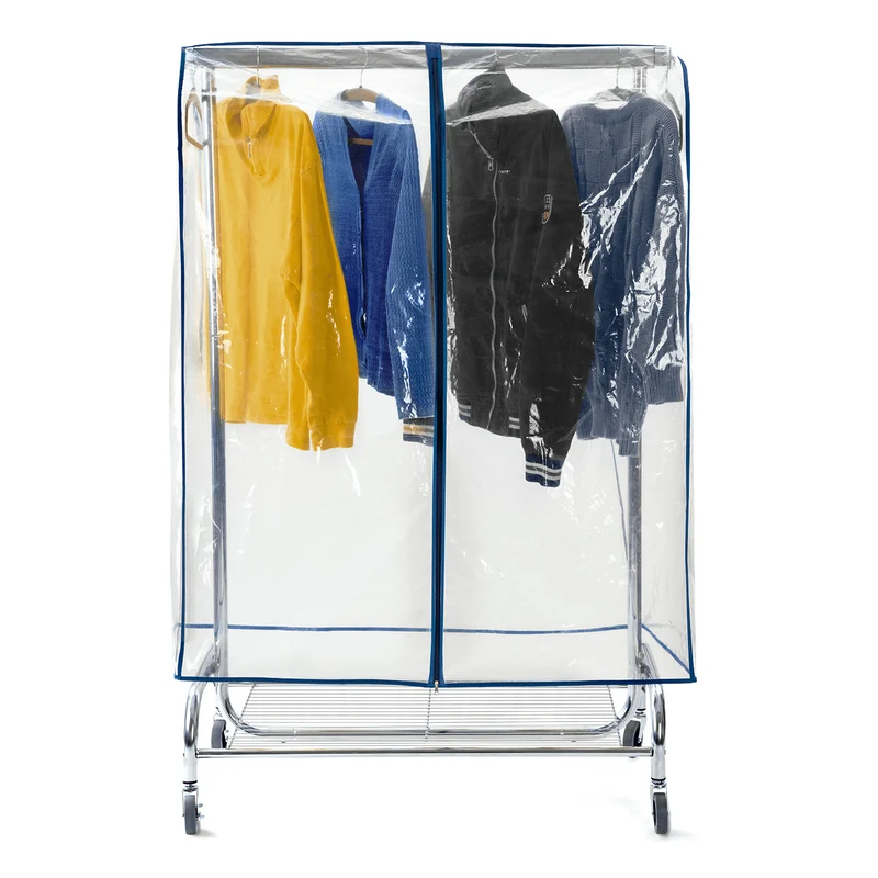 Tatkraft Screen – Housse transparente imperméable en polyéthylène pour portant à vêtements, 96 × 60 × 150 cm, avec fermeture éclair