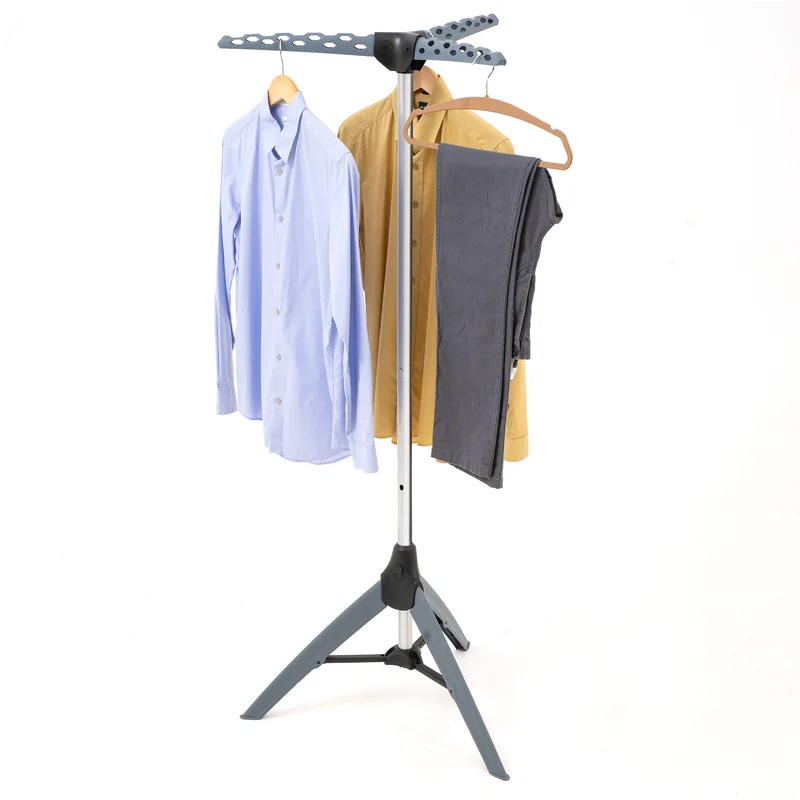 Tatkraft Pine - Séchoir à Linge Tour, Petit Étendoir à Linge Pliable Solide, Porte Cintres à Bras, Trépied de Séchage, Capacité: 30 Kg, 42 Cintres