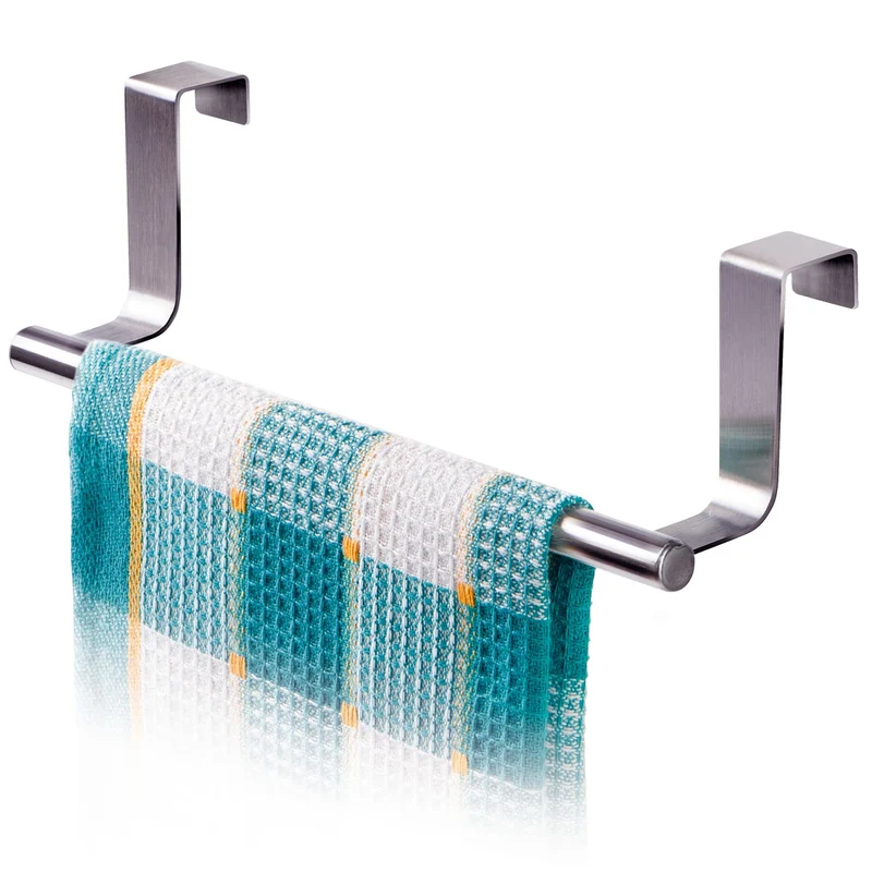 Tatkraft Horizon Porte Serviettes Torchons sur Porte, Barre Acier Inox à Suspendre sur Porte de Placard, Installation sans Perçage