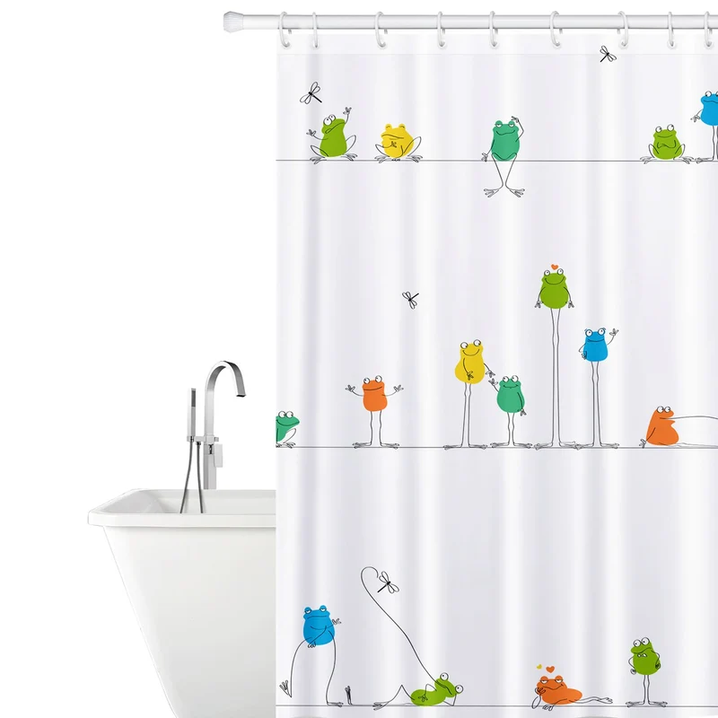Tatkraft Funny Frogs Rideau de Douche et Baignoire en Polyester Imperméable avec 12 Anneaux, Anti-Moisissure, 180 x 180 cm