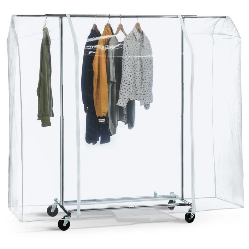 Tatkraft Big – Housse imperméable transparente pour portant à vêtements, grande, L 183 cm, ouverture et fermeture faciles