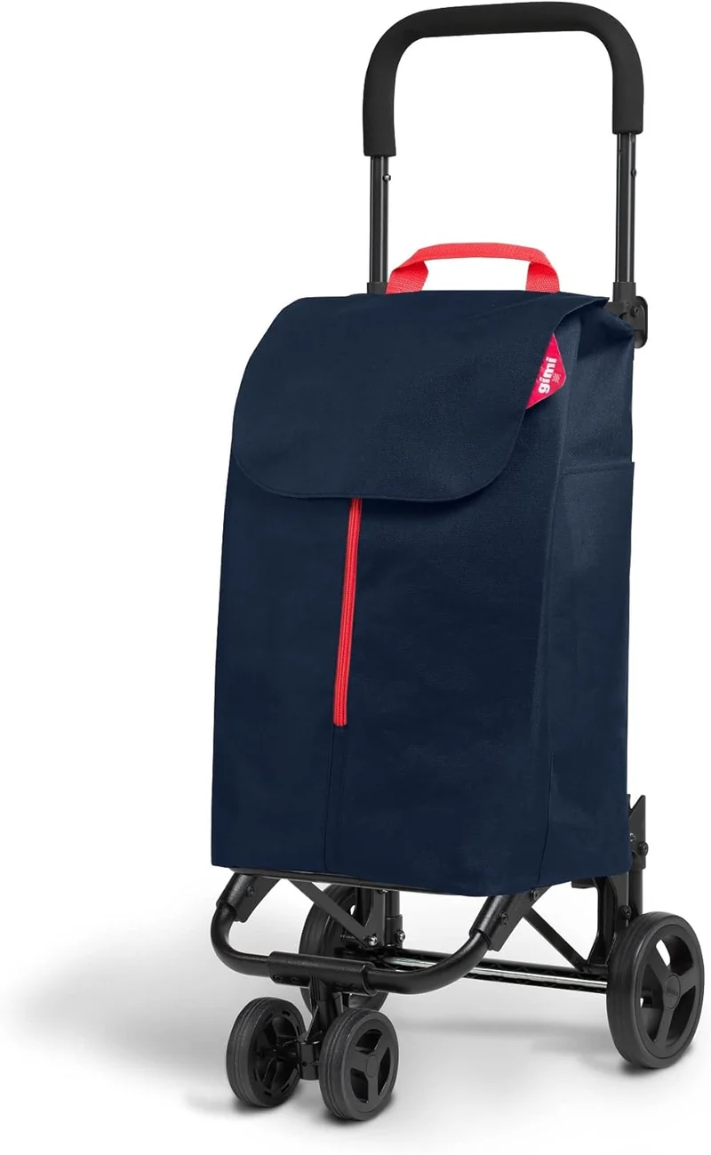 GIMI 102716 Carello Spesa New Twin 4 Ruote, sacca In Poliestere Con Chiusura A Coulisse, Permettono Un Facile Trasporto, Blu