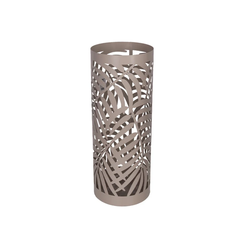 Today Home Porta Ombrelli in Metallo Jungle, Contenitore per Ombrelli con Vaschetta Scolapioggia e 1 Gancetto, diametro 19 cm altezza 49cm, Tortora
