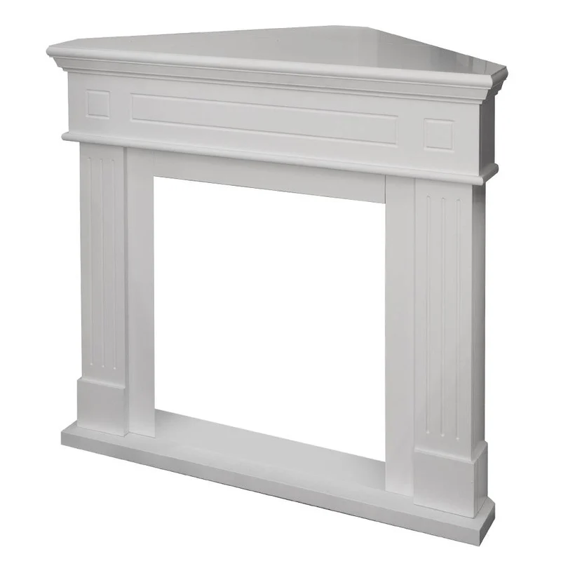 Cornice per Camino ad Angolo Rivestimento in Legno Ford Bianco