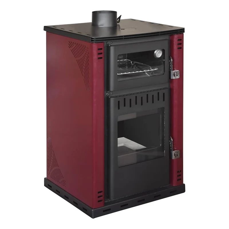 Stufa a Legna con Forno 27,6Kw Termostufa Boiler 38Lt Elsa Rossa