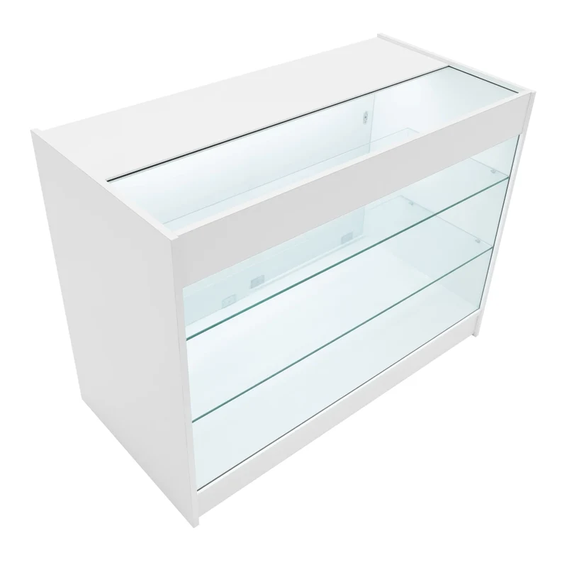 Bancone LED Bianco K1200 con 3 Ripiani, Vetrina e Ante Bloccabili – 2 Chiavi