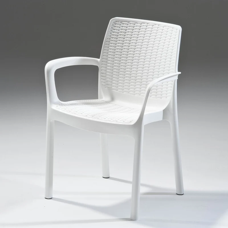 Poltrona da Giardino Melody in Resina Effetto Rattan Colore Bianco