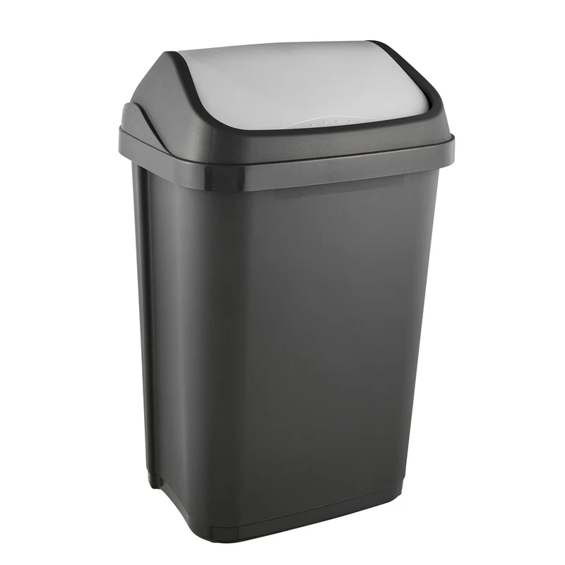 Cestino con coperchio girevole coperchio grafite 25l Keeeper