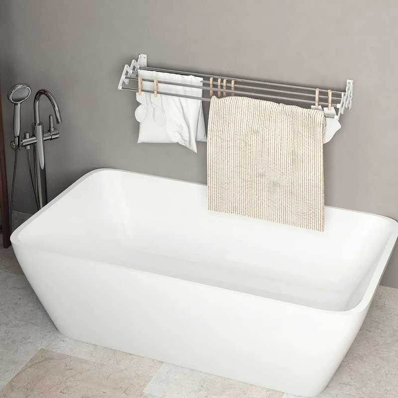 Colombo Soffietto 120 - Stendibiancheria a Muro, Stendino da Parete, Stendibiancheria Estensibile, 6 m, 120x12x26 cm, Alluminio