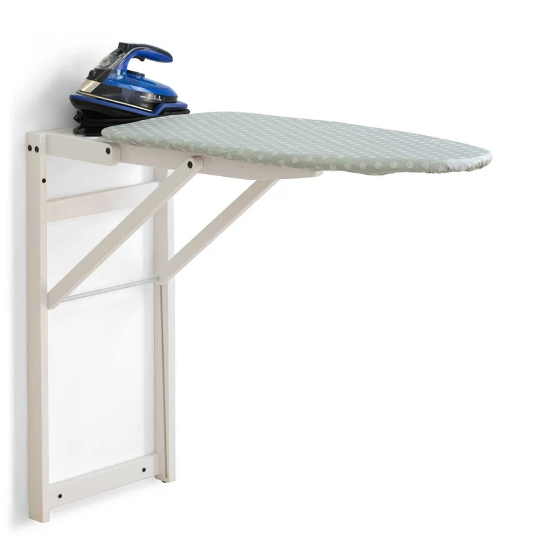 Asse da stiro STIROJOLLY, Asse da stiro a muro, facile da applicare con i tasselli inclusi, piano di lavoro: 86 x 38 cm - Colore bianco