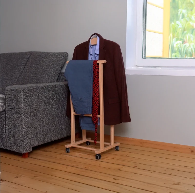 ARIT ATRI - Servo Muto, su Ruote, Legno di Faggio, Made in Italy, Servo Muto Moderno, per Uomo e Donna, Colore Naturale