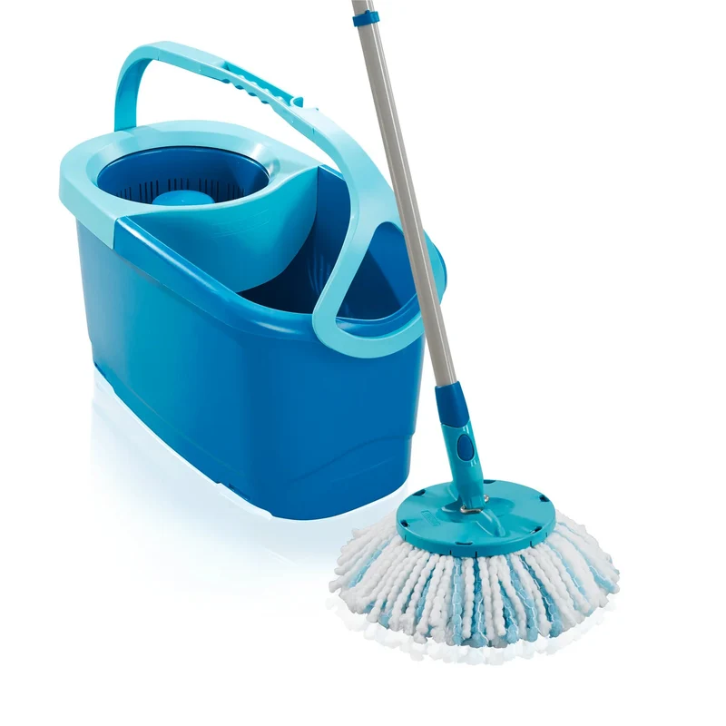 Set Clean Twist Leifheit, mop rotante e secchio, manico regolabile in lunghezza, capacità del secchio 6 L, panno Micro duo, 52101