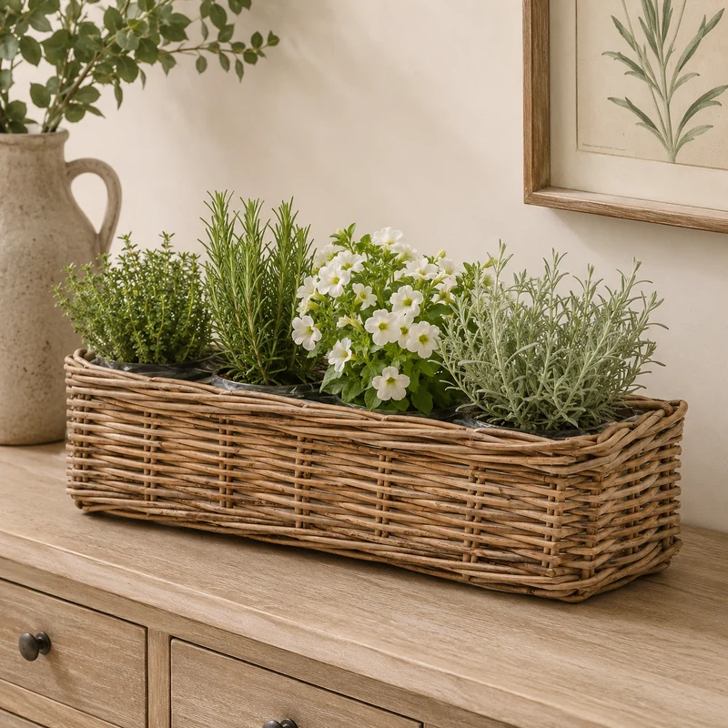 Cesto Rettangolare in Rattan – 47 x 17 x H 16 cm