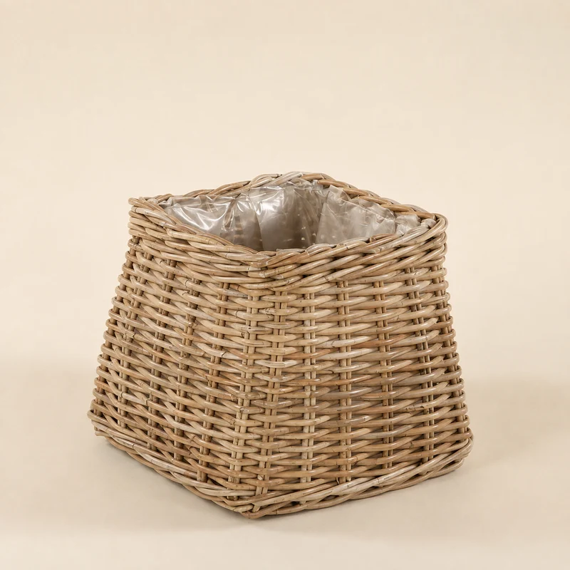 Cesto coprivaso Quadrato in Rattan
