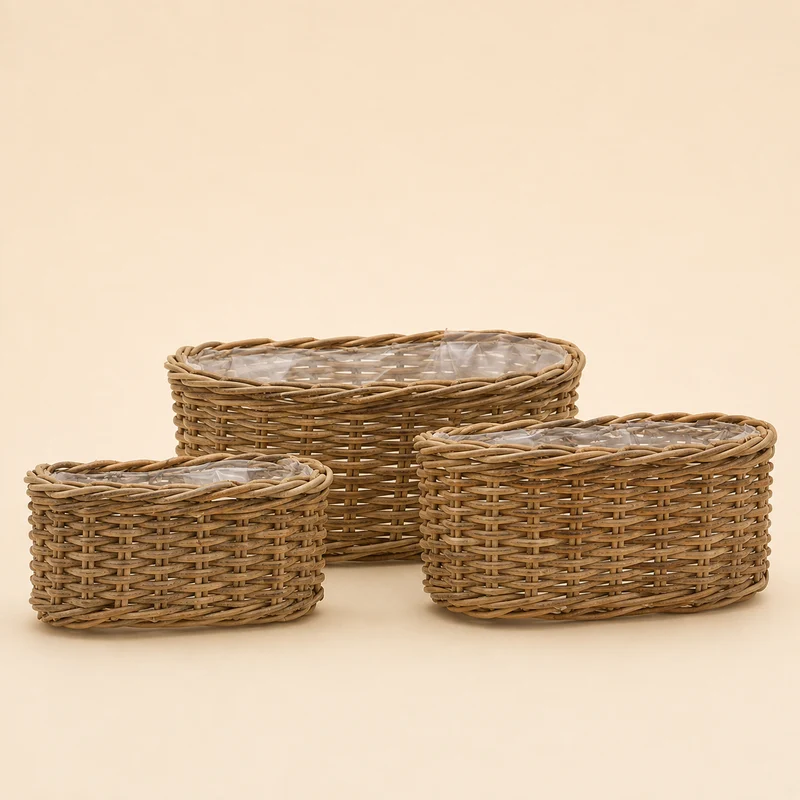 Cesto coprivaso Ovale in Rattan – Disponibile in 3 Dimensioni
