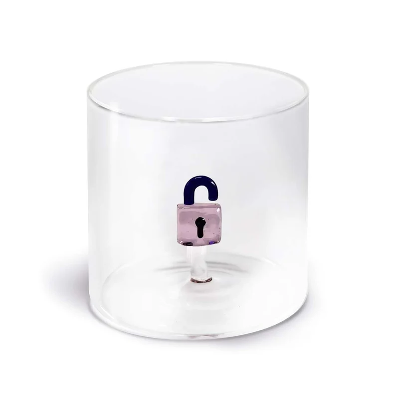 Wd Lifestyle Bicchiere in vetro borosilicato - 250 ml / Decoro Lucchetto
