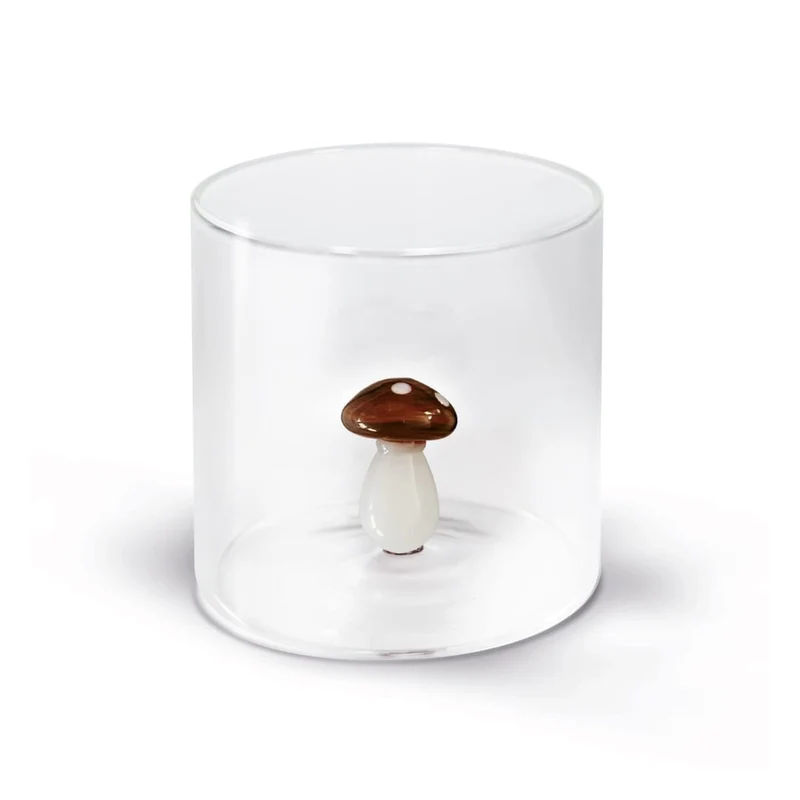 Bicchiere in vetro borosilicato - 250 ml / Decoro Fungo