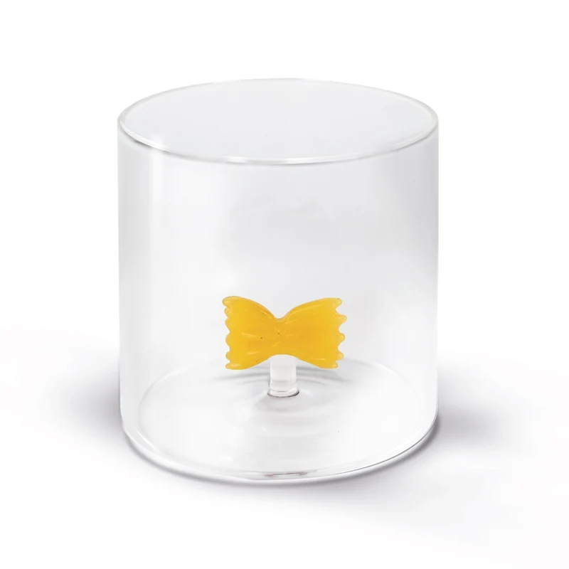 Bicchiere in vetro borosilicato - Decoro Pasta Farfalla