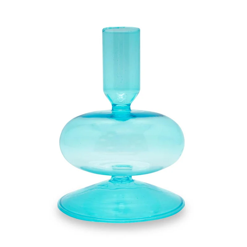 Porta candele in vetro borosilicato - 12 cm Azzurro