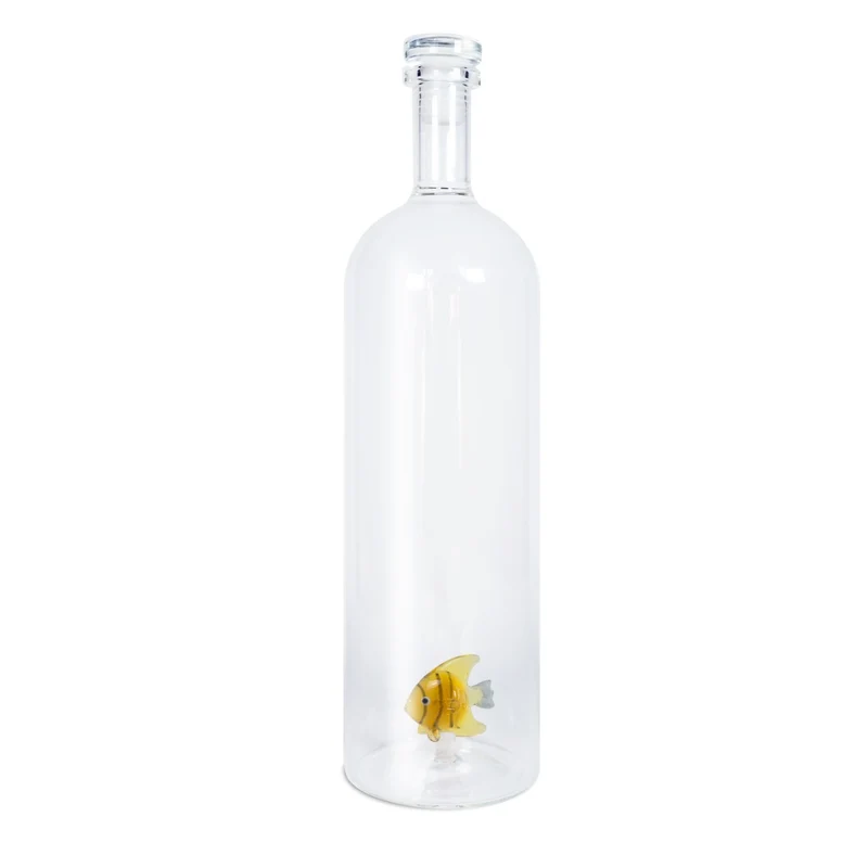 Bottiglia in vetro borosilicato con tappo - 1,2 L Decoro Pesce Oro