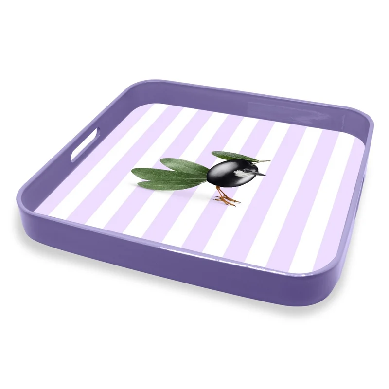 Vassoio quadrato - 34cm / Decoro Oliva Viola