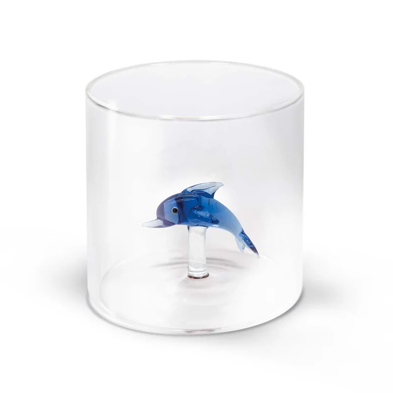 Wd Lifestyle Bicchiere in vetro borosilicato - 250 ml / Decoro Delfino