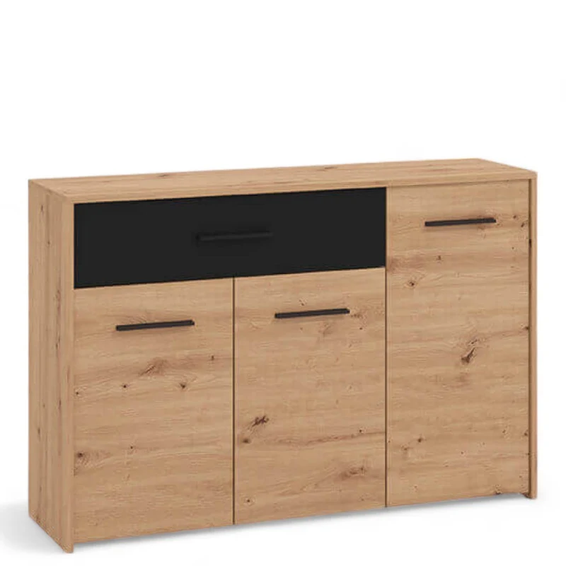 comò ampio rovere artigiano e grigio grafite moderno in truciolare bilaminato per camera da letto design versatile e robusto