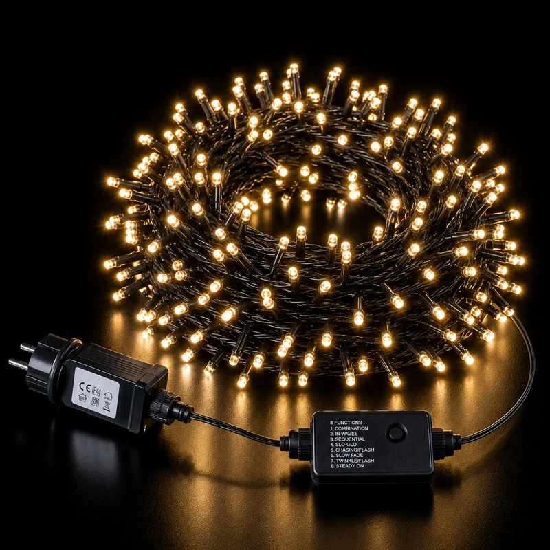 Catena Luminosa MiniLED Snake 360 LED Bianco Caldo 9,3 m con Memory Controller – Interno ed Esterno