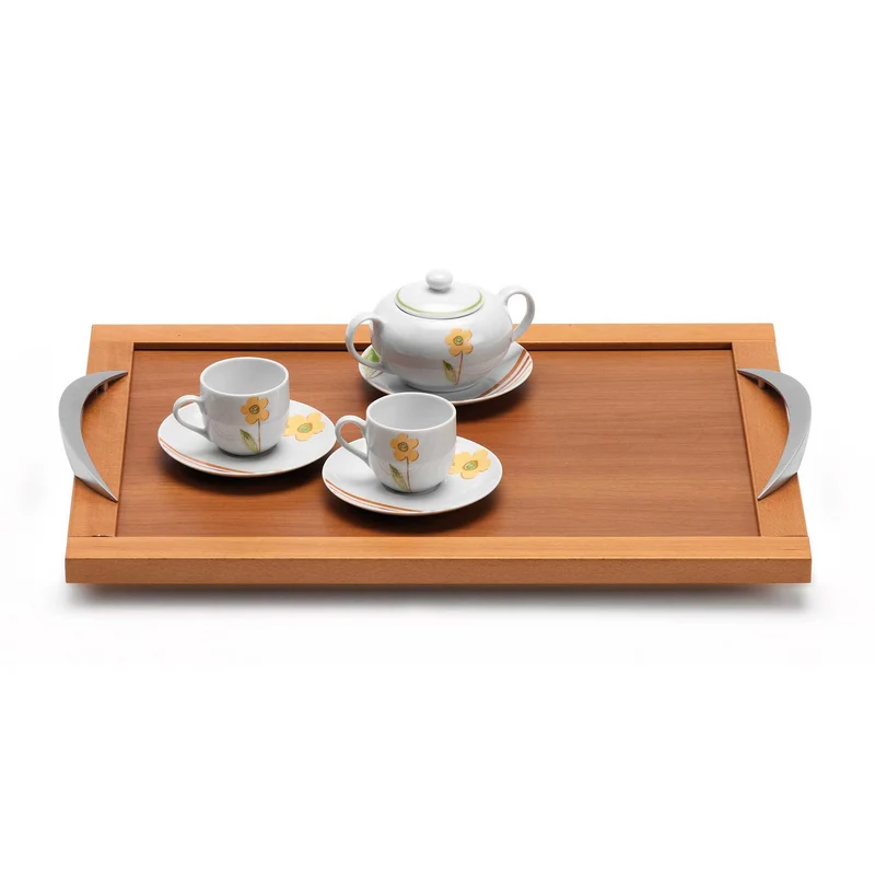 ARIT - Vassoio cucina DRINK, Vassoio legno con maniglie in alluminio, combinabile con 500 Ginger, vassoio da letto, ciliegio