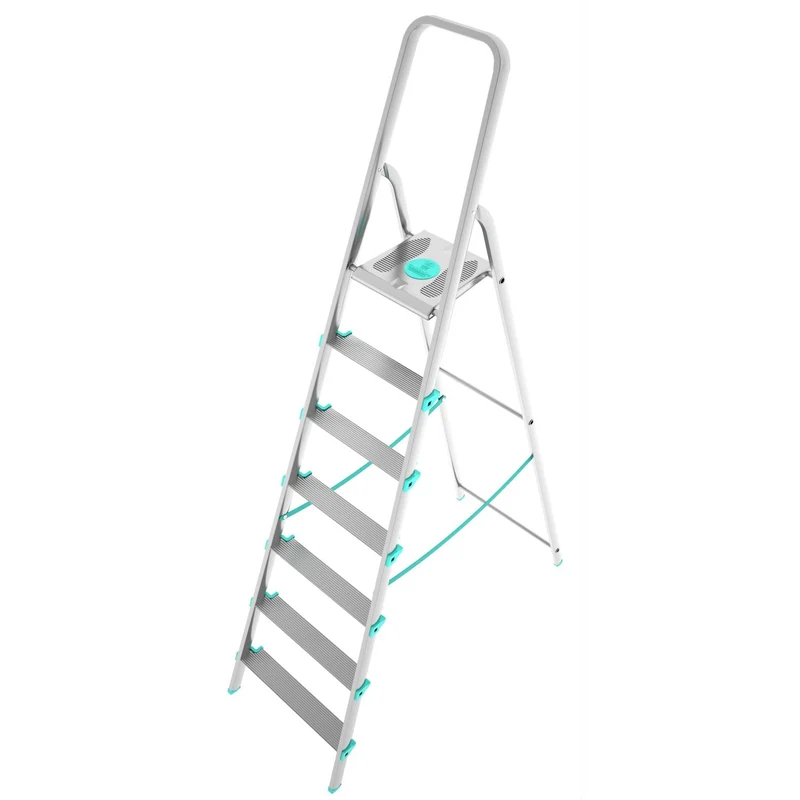 Colombo LIBELLULA - Scala a pioli, 7 gradini, Scaletta Domestica Pieghevole, Altezza 152 cm, Portata max 150kg, Scaletta alluminio, Made in Italy