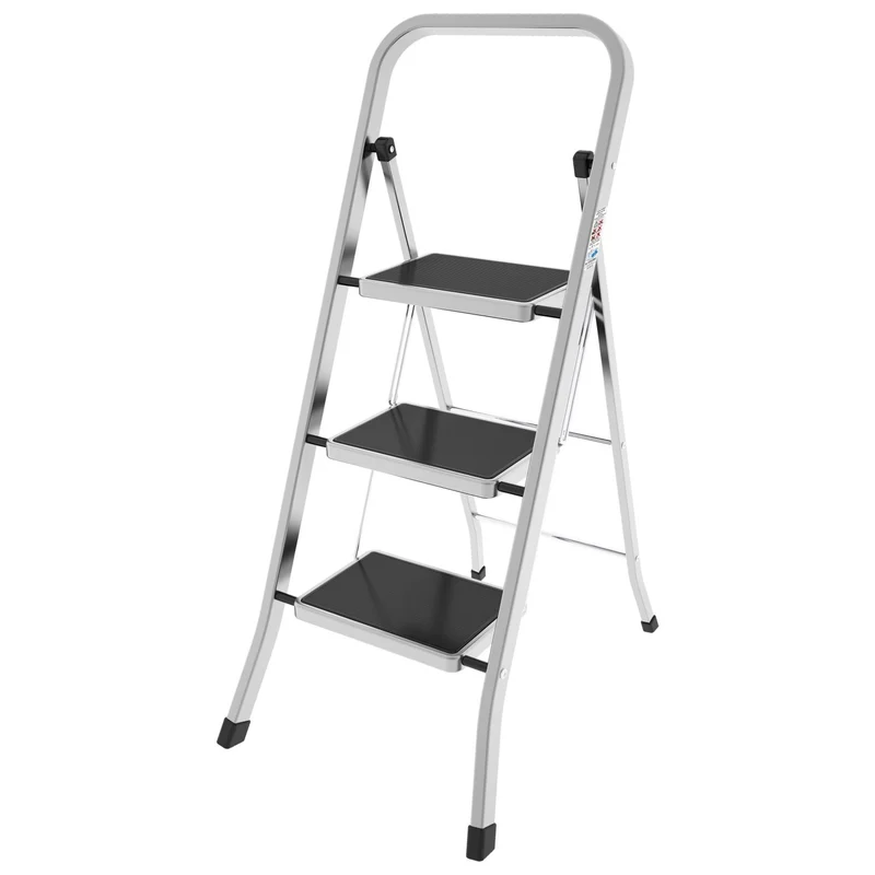 Colombo FACTOTUM ALLUMINIO - Scaletta 3 gradini, Scala a Pioli, Scaletta Pieghevole, dimensione gradino 30x21 cm, portata max.150 kg, Made in Italy