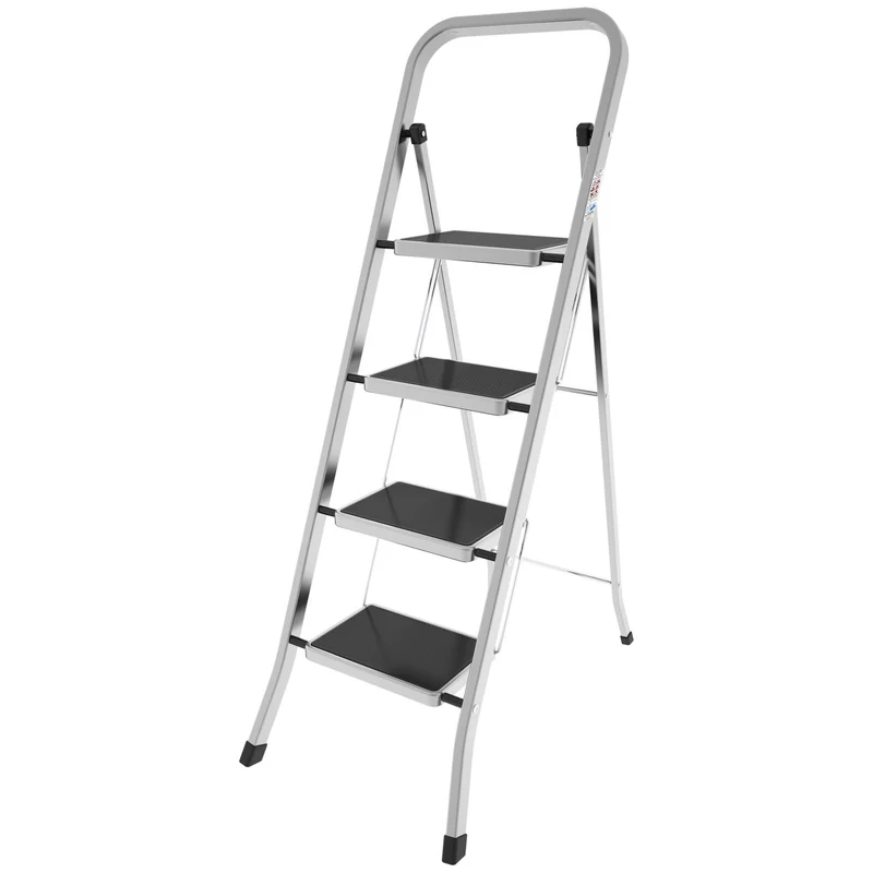 Colombo FACTOTUM ALLUMINIO - Scaletta, Scala 4 gradini, Scala a Pioli, Scaletta Pieghevole, dimensione gradino 30x21 cm, portata max.150 kg