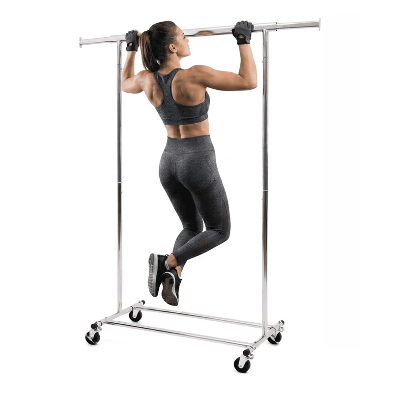 Tatkraft Danko - Stand Appendiabiti, Appendiabiti con Ruote, Appendiabiti Robusto, Portata Max 100 kg, Facile da Montare 1 Min, Acciaio Cromato