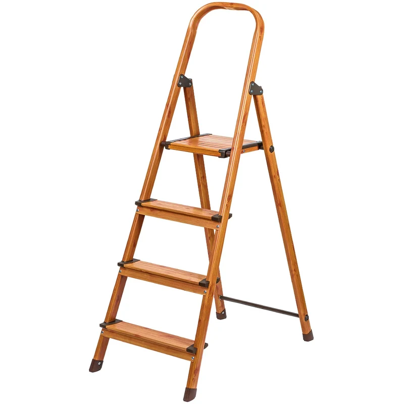 Tatkraft Upgrade 4 - Scaletta pieghevole, Scaletta 4 gradini, antiscivolo, portare fino a 150 kg, Scala domestica, leggera e robusta
