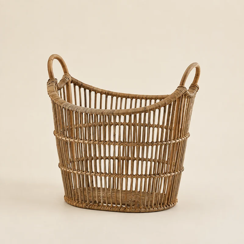 Cesto in Rattan con Manici – 27 × 40 × H 40 cm
