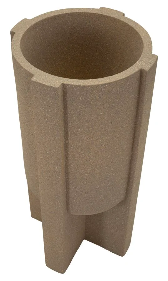 Porta Vaso da Esterno Moai Ø39x80,5 cm in Resina Marrone