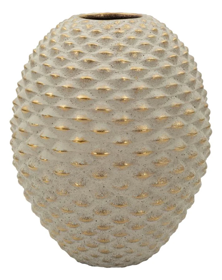 Vaso Pepipas Ball Ø23,5x28,5 cm in Ceramica Grigio e Oro