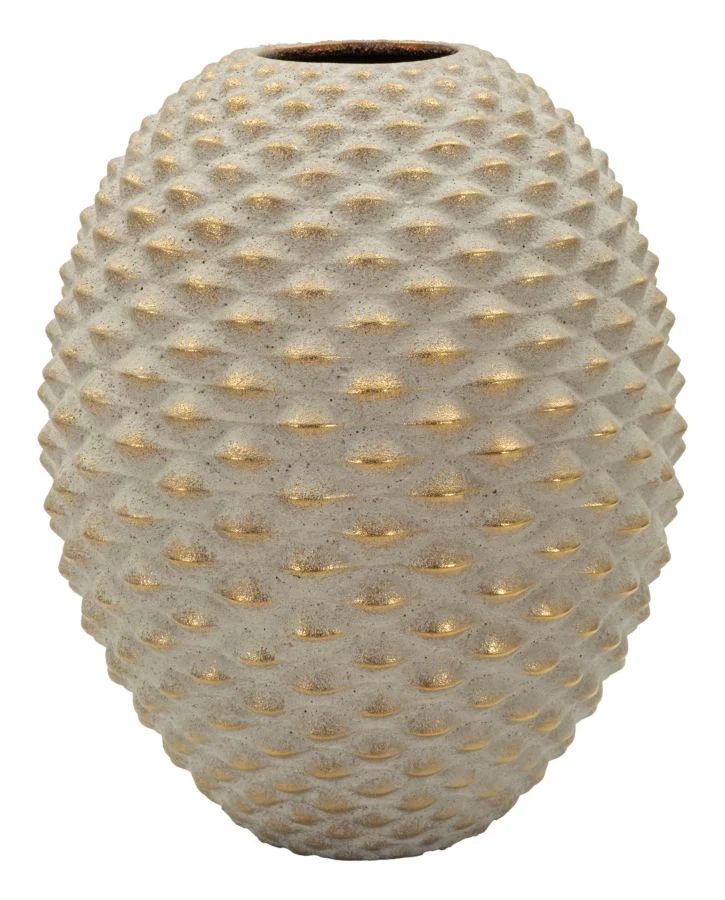 Vaso Pepipas Ball Ø29,5x36 cm in Ceramica Grigio e Oro
