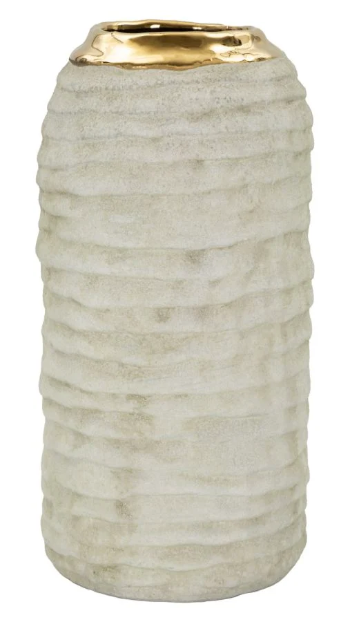 Vaso Lima Ø12,5x25 cm in Ceramica Grigio e Oro