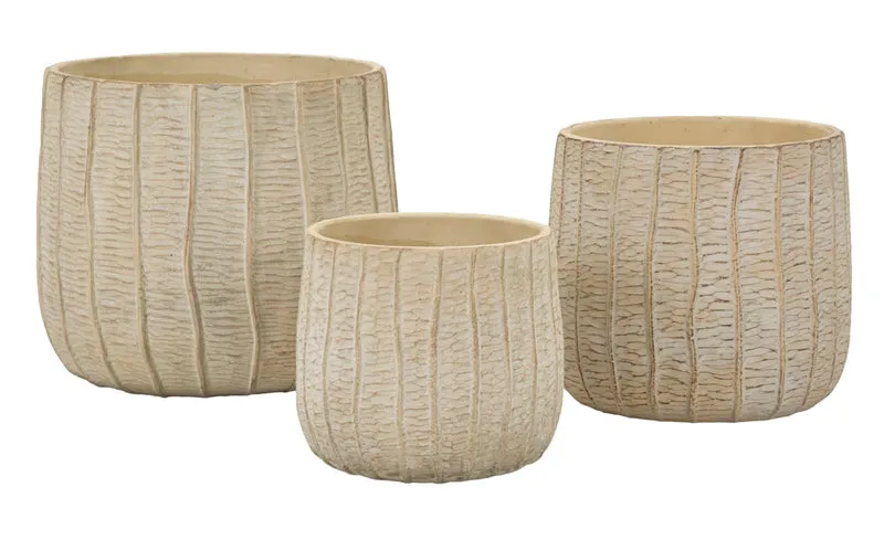 Cachepot Flake Set 3 Pz 30,5x30,5x27 cm in Ceramica Crema