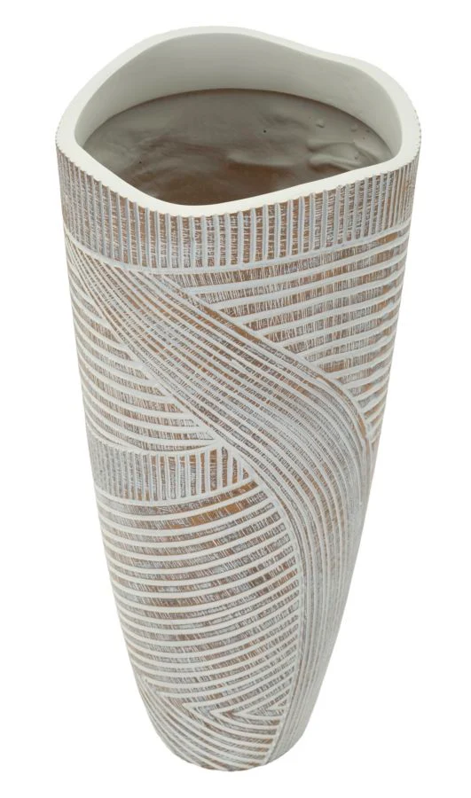 Vaso Resina Woody Ø18x45 cm in Resina Bianco effetto lavato