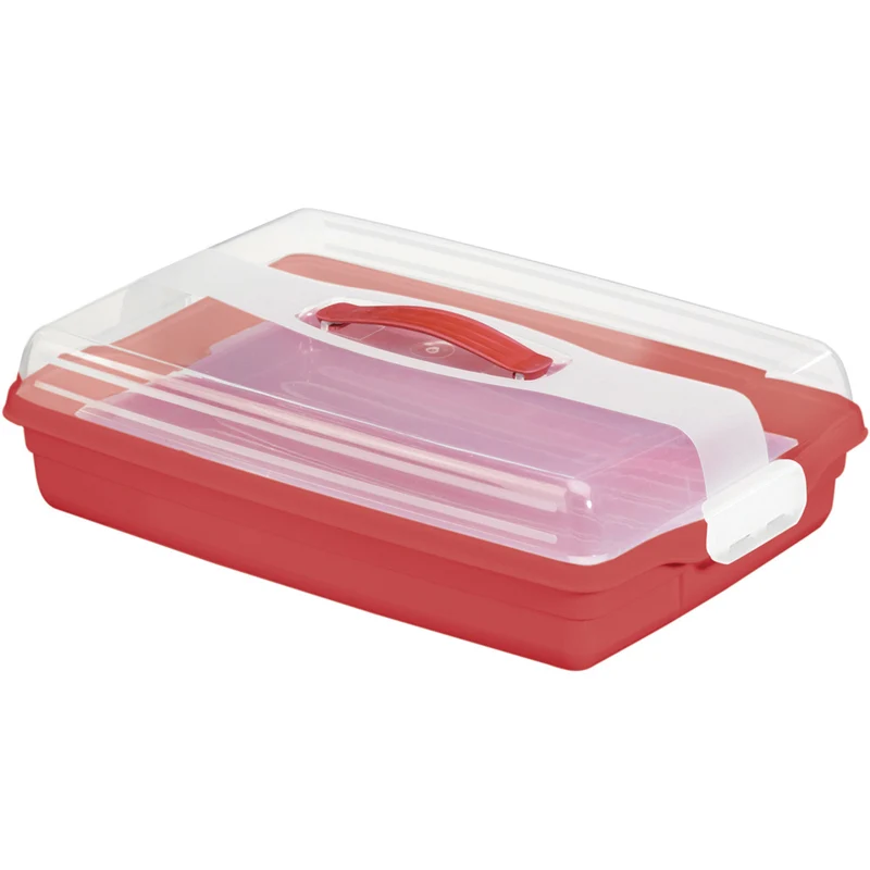 Contenitore in plastica per dolci Curver, con coperchio, colore rosso, lavabile in lavastoviglie, comoda maniglia, 172568