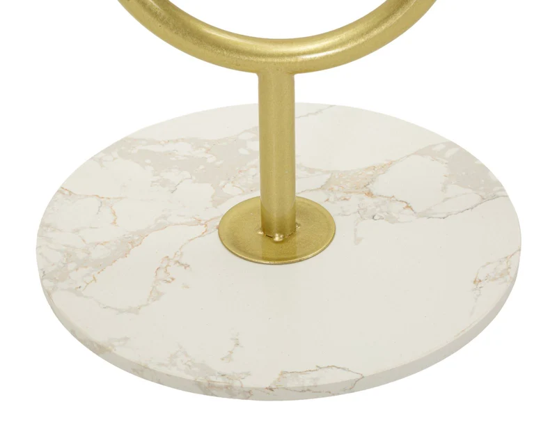 Appendiabiti da Terra Shelf 40x35x176 cm in Metallo e Marmo Artificiale Oro e Bianco