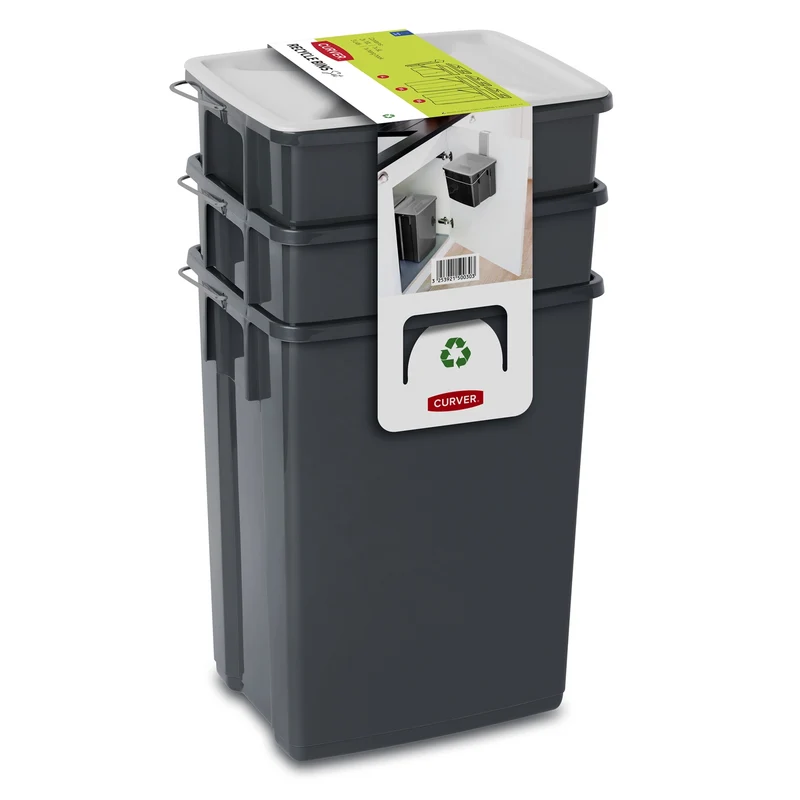 Set di contenitori per la raccolta differenziata 2x10L + 6L Curver Recycle Bins SET