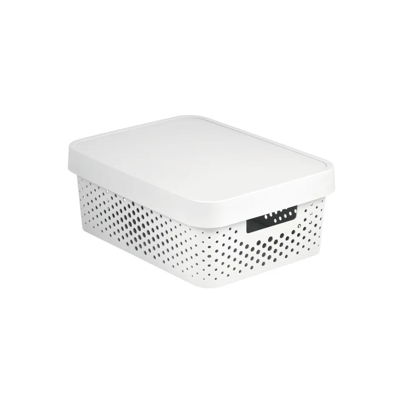 Contenitore openwork con coperchio Infinity 11L, bianco